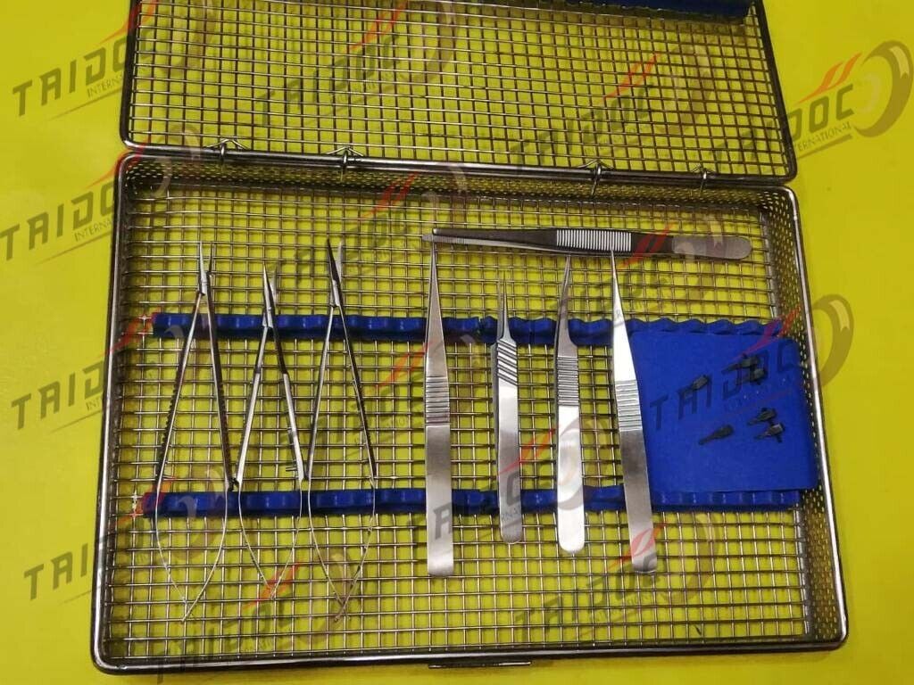 Hand Surgery Basic Set of Micro Surgical Instruments With Wire Mesh Tray